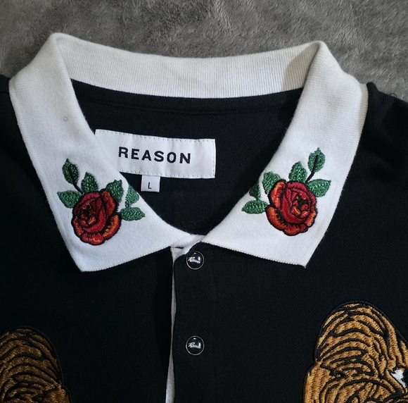 Reason Black Polo with Rose Embroidery - Picture 5 of 12